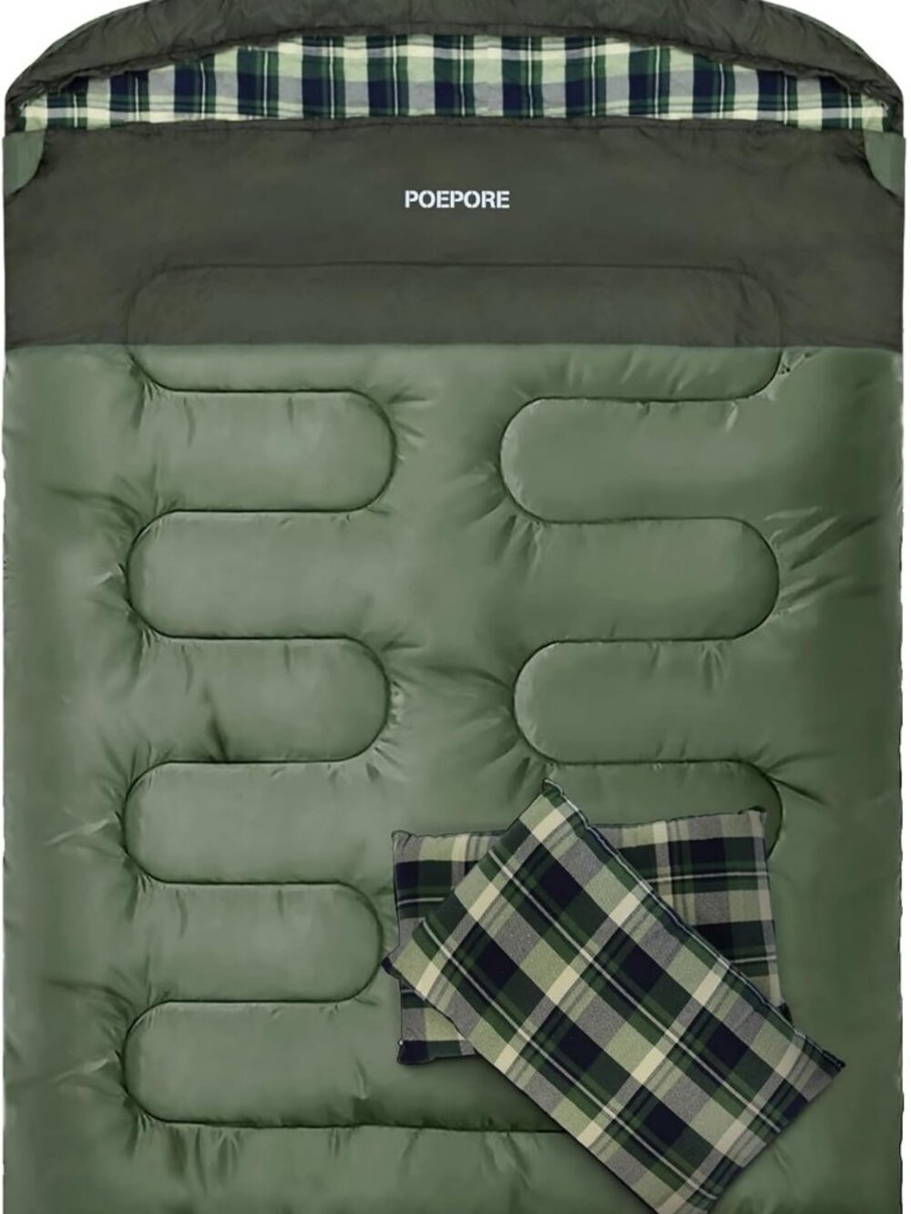 Cozy Double Sleeping Bag for 2 Adults with Pillows - XXL Queen Size for Camping
